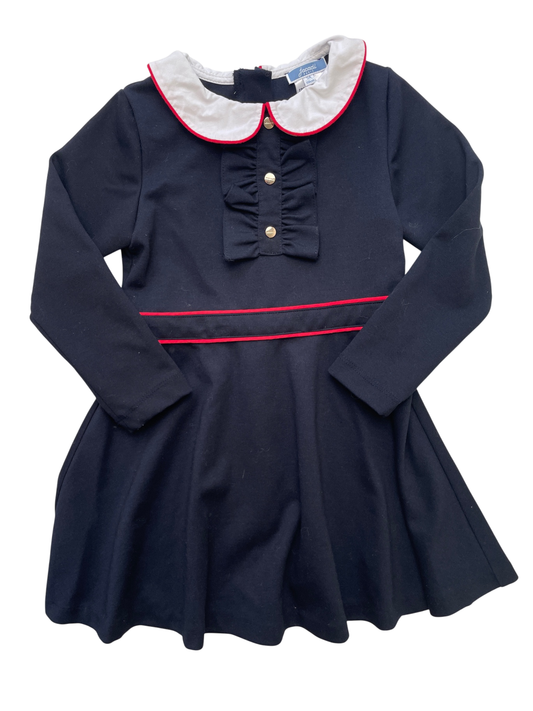 Jacadi Dress - Navy Blue Peter Pan Collar | size 5T