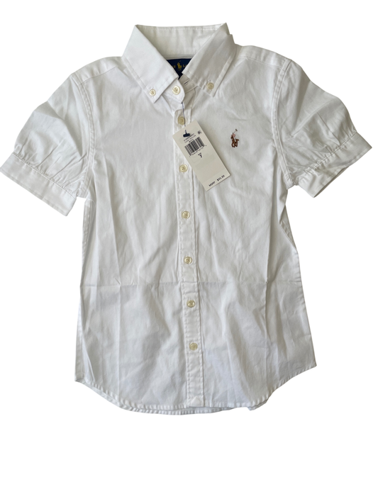 Polo Ralph Lauren Shirt - White Button Down Puff Sleeve | size 7