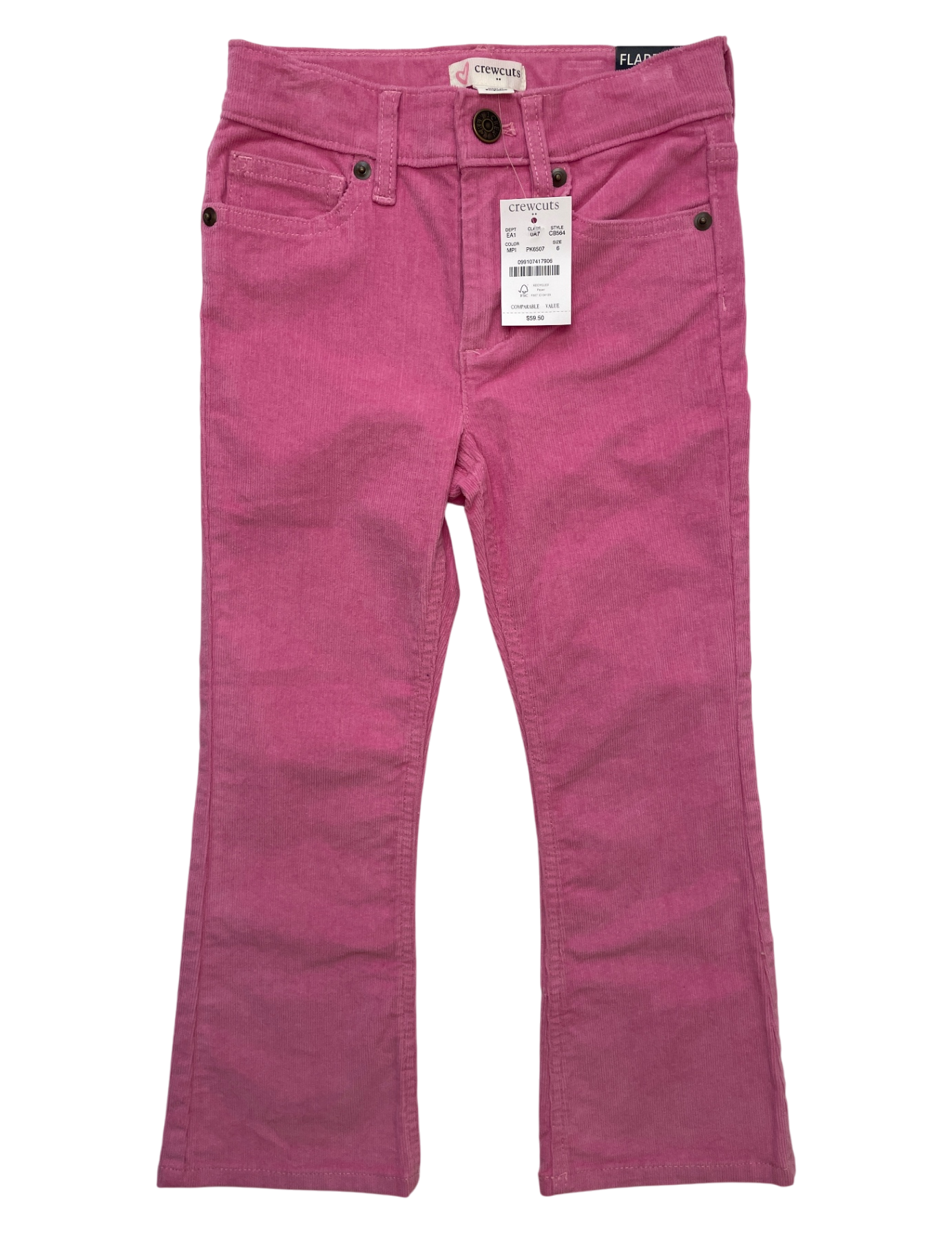 Crewcuts Pants - Pink Corduroy Flare | size 6