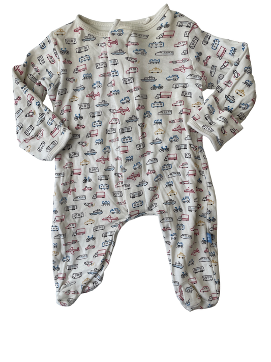 Magnetic Me Onesie - White Car/Boat/Plane Pattern | size 0 - 3 Months