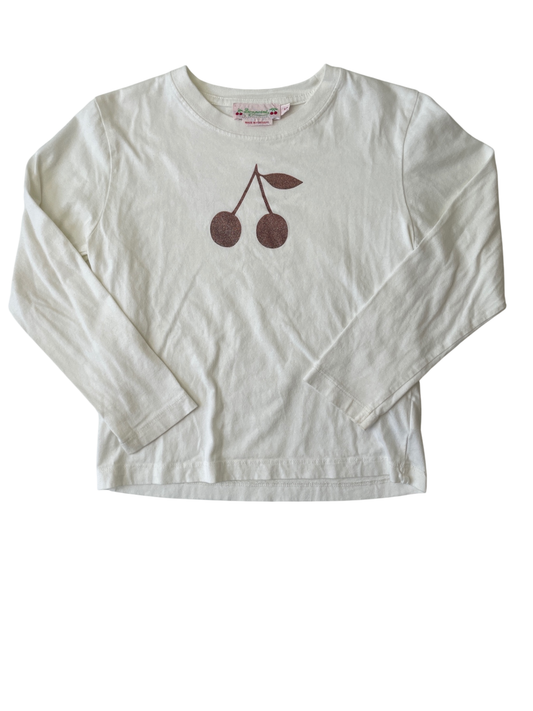 Bonpoint Long Sleeve T-Shirt - White Glitter Cherry | size 6
