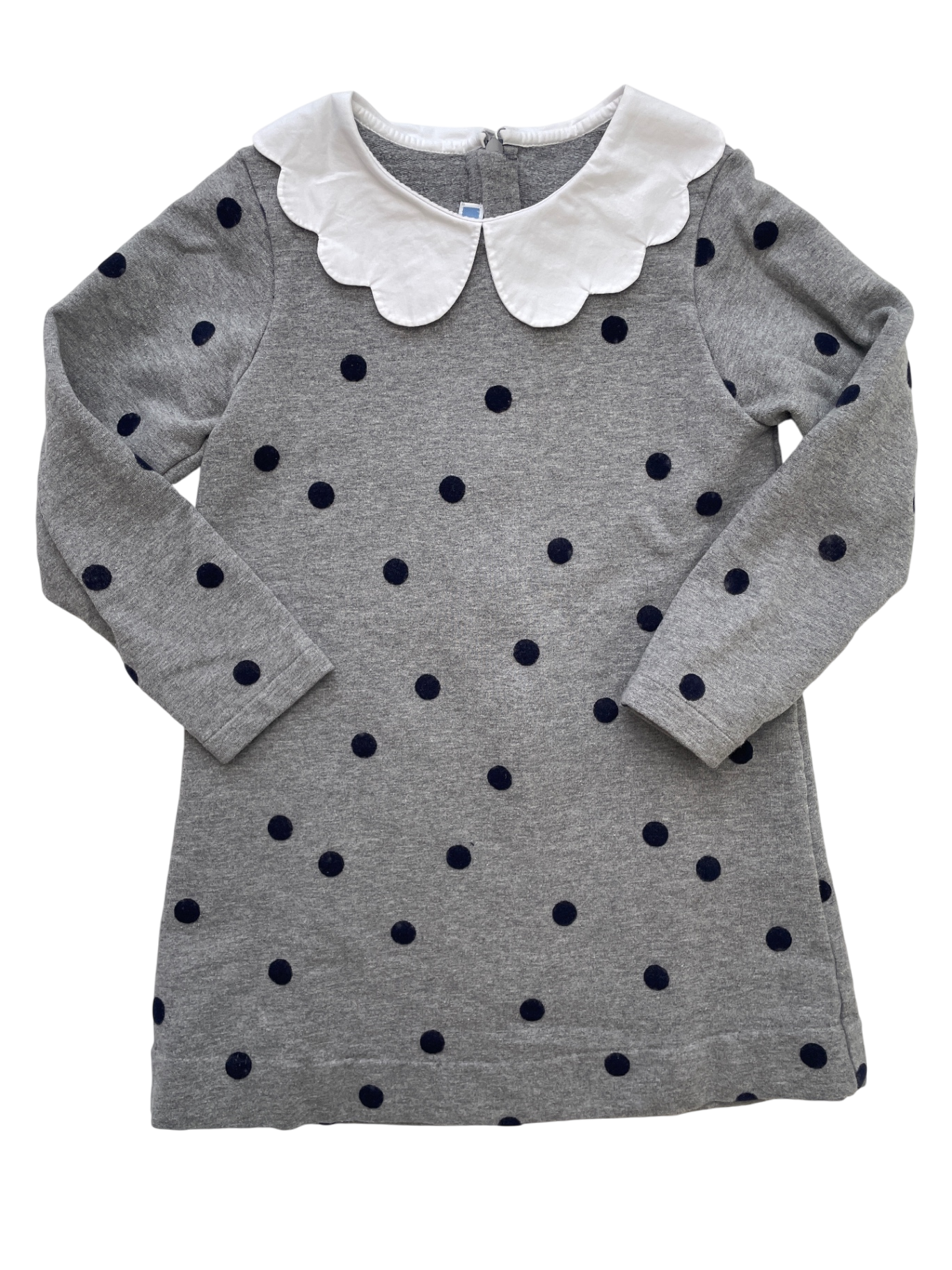 Jacadi Dress - Gray Polka Dot + Peter Pan Collar | size 5T