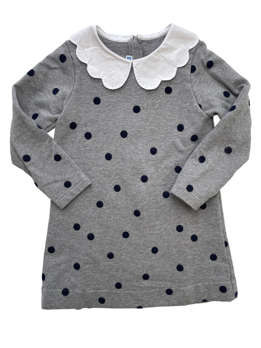 Jacadi Dress - Gray Polka Dot + Peter Pan Collar | size 5T