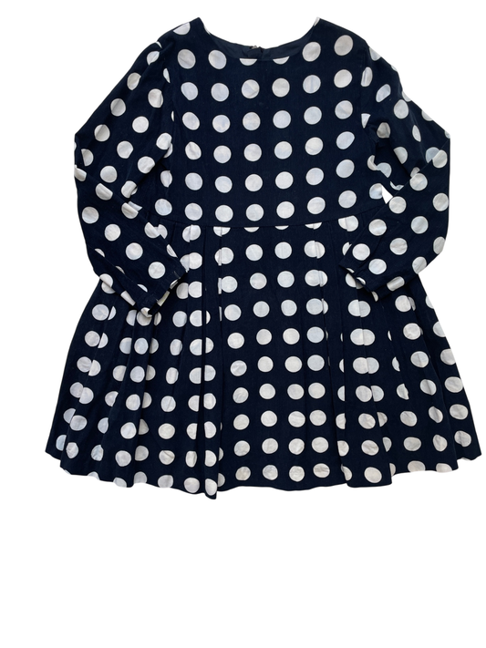 Jacadi Dress - Navy Blue Velvet Polka Dot | size 6