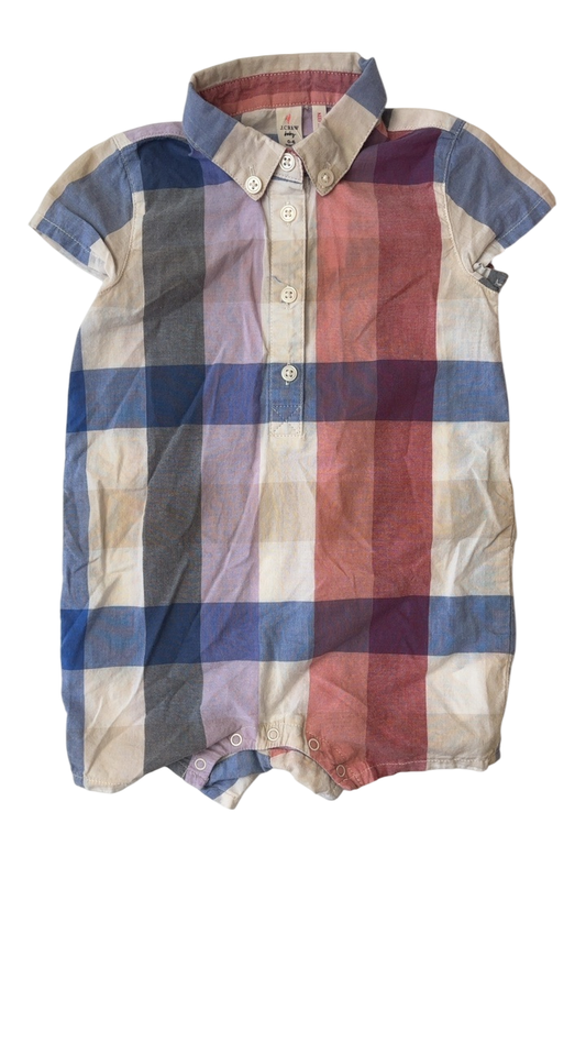 Crewcuts Romper - Multicolor Plaid | size 0 - 6 Months