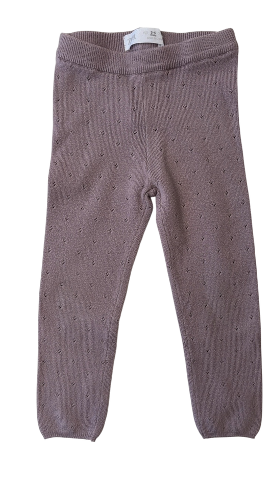Zara Leggings - Purple Pointelle Knit | size 3T/4T