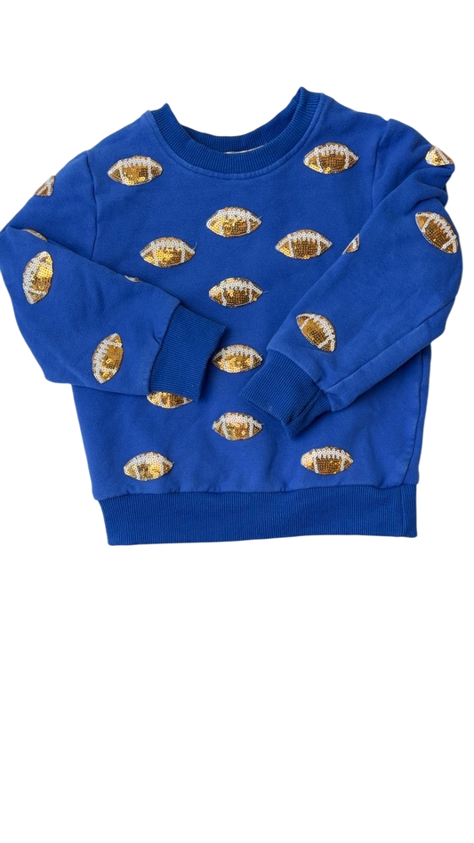 Tweenstyle Sweatshirt - Blue Sequin Footballs | size 4T