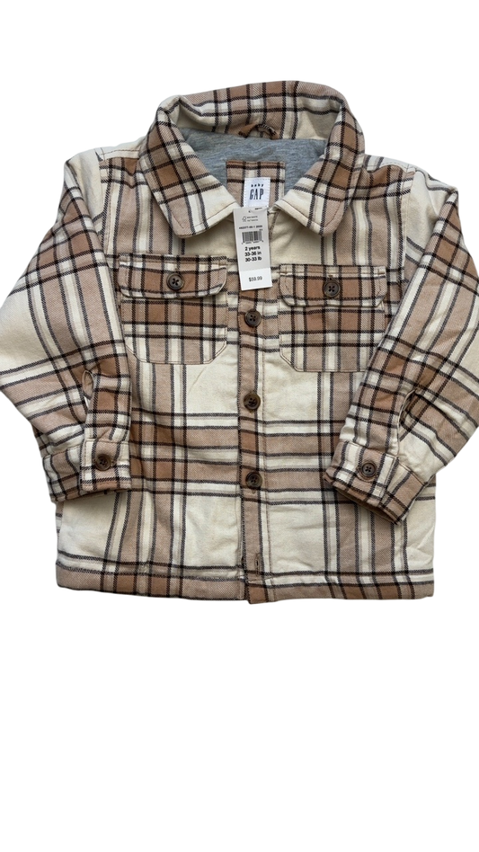 BabyGap Coat/Jacket - Tan Plaid Shacket | size 2T