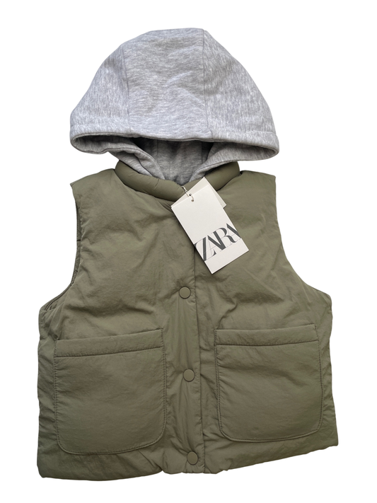 Zara Vest - Green Puffer w/ Hood | size 18 - 24 Months