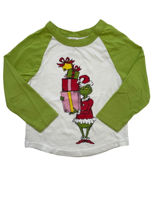 Hanna Andersson Long Sleeve T-Shirt - Green Grinch Christmas | size 3T