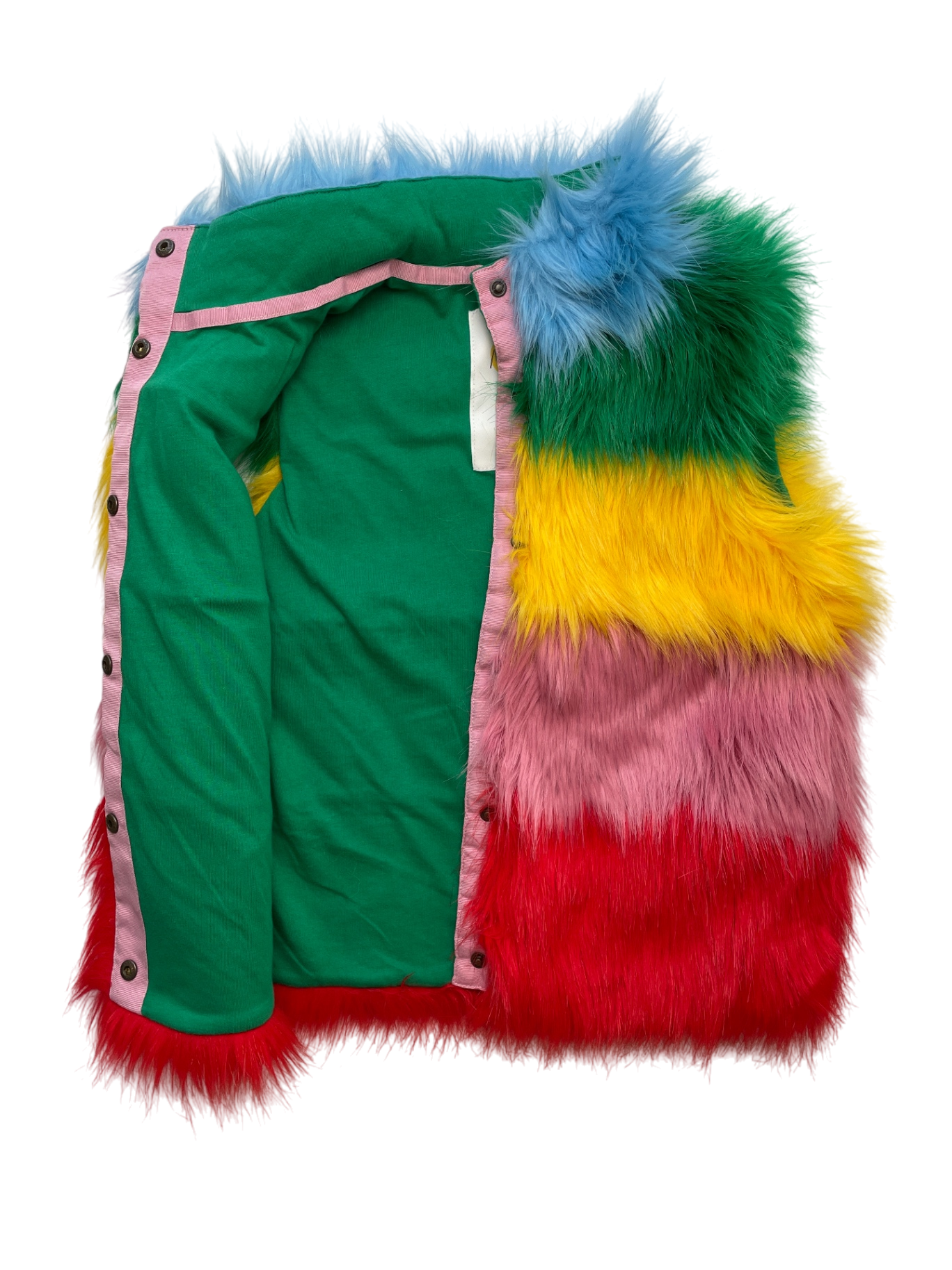 Mini Boden Vest - Multicolor Fax Fur + Stripes | size 7/8
