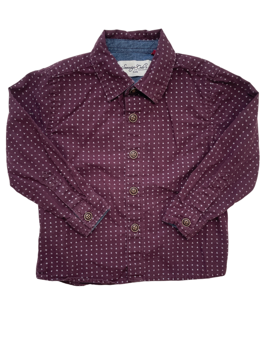Sovereign Code Shirt - Red Grid Dots Button Up | size 2T