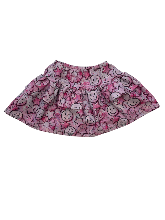 Dori Creations Skirt - Pink Metallic Smiley Face | size 3T