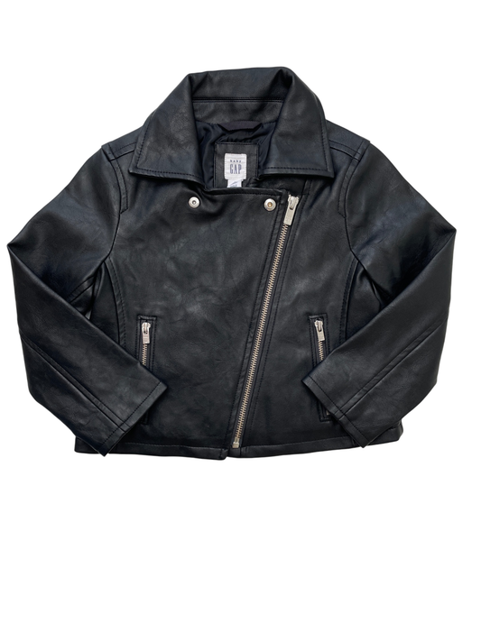 Baby Gap Jacket - Black Leather Moto | size 3T