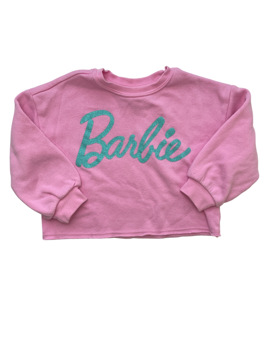 Barbie Sweatshirt - Pink Blue Glitter Logo | size 3T