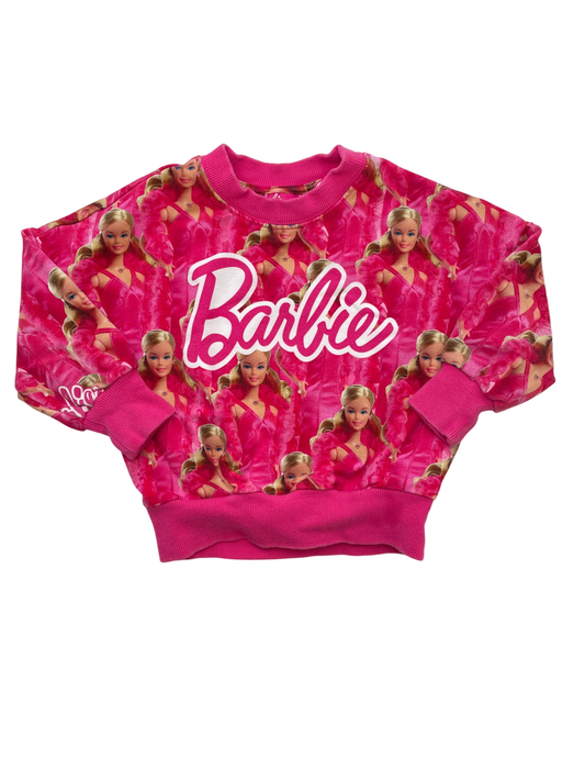 Barbie x Rock Your Kid Sweatshirt - Pink Logo w/ Barbie Pattern | size 3T