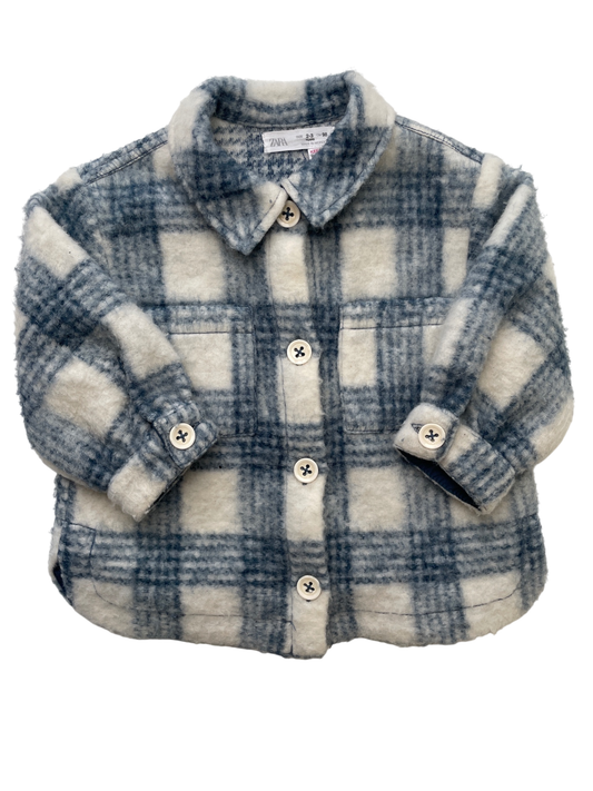 Zara Jacket - Blue Plaid Fleece Shacket | size 2T/3T