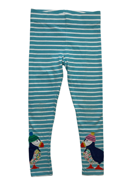 Mini Boden Leggings - Blue Striped + Puffin | size 6/7