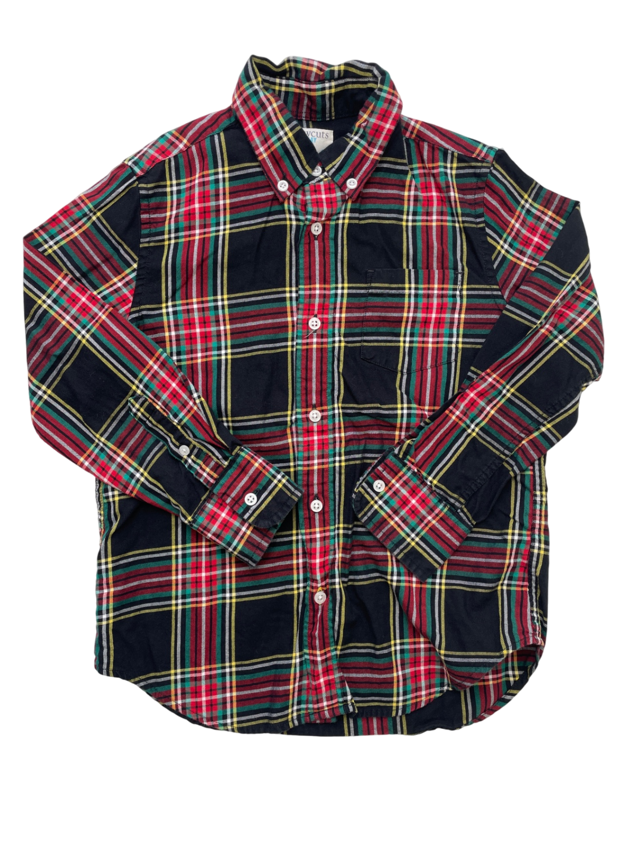 Crewcuts Shirt - Black Plaid Button Down | size 6/7