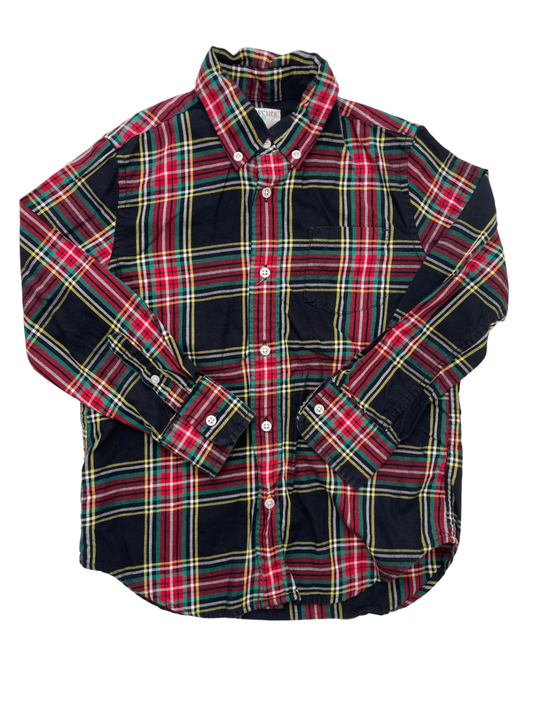 Crewcuts Shirt - Black Plaid Button Down | size 6/7