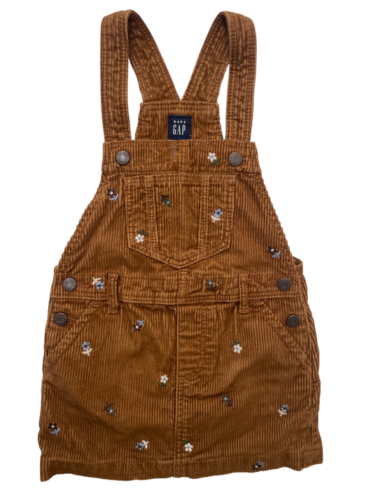 Baby Gap Dress - Brown Corduroy w/ Flower Embroidery | size 3T