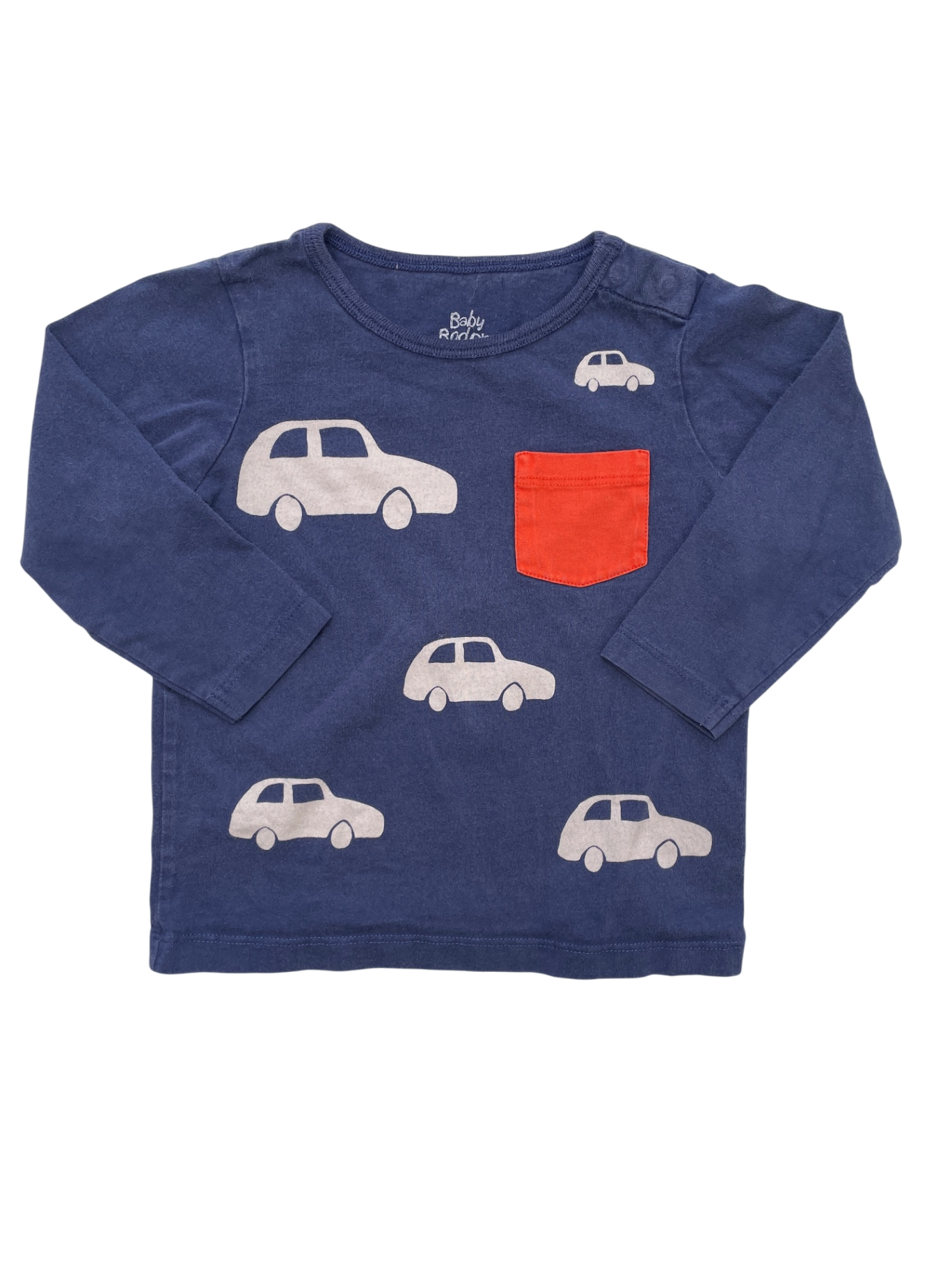 Baby Boden Shirt - Navy Blue Car Pattern + Pocket | size 12 - 18 Months
