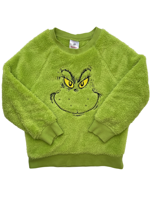 Hanna Andersson Sweatshirt - Green Fuzzy Grinch Face | size 5T