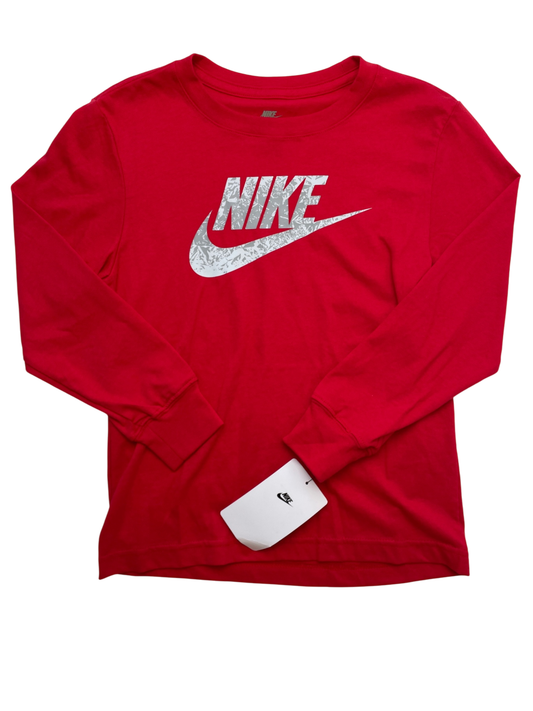 Nike Long Sleeve T-Shirt - Red Solid Logo | size 6/7