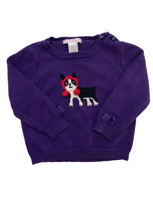 Janie and Jack Sweater - Purple Knit Dog | size 12 - 18 Months