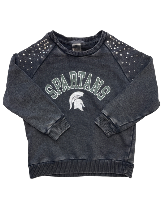 Gameday Couture Sweatshirt - Black Spartans Logo + Studs | size 10/12