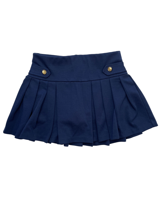 Polo Skirt - Navy Blue Pleated Jersey w/ Undershorts | size 7