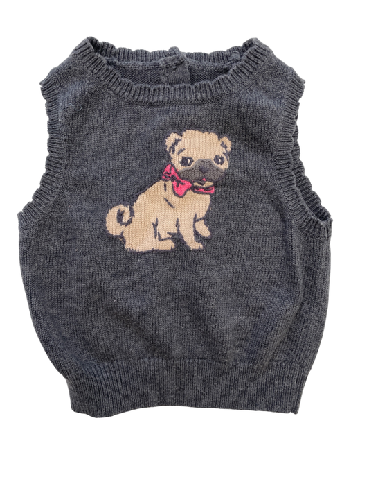 Janie and Jack Sweater - Gray Knit Vest Dog | size 12 - 18 Months