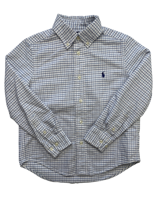 Ralph Lauren Shirt - White Tattersall Plaid Button Down | size 5T