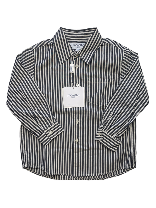 Simonetta Shirt - Gray Striped Button Up 100% Cotton Made in Italy | size 4T
