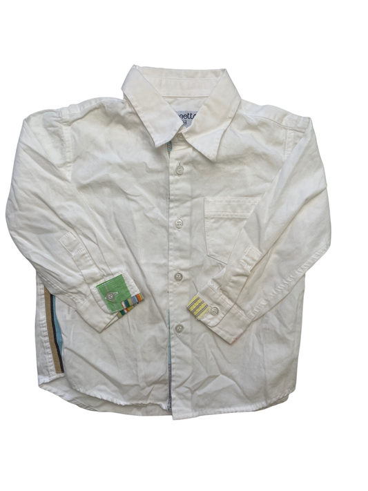 Simonetta Shirt - White Button Up Thread Accents 100% Cotton Made in Italy | size 2T