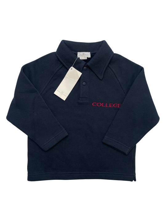 Pappa Ciccia Sweater - Navy Blue 'College' 2 Buttons 100% Cotton Made in Italy | size 2T