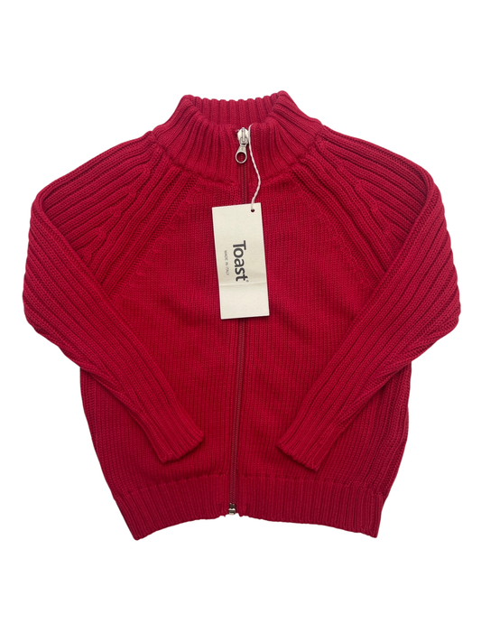Toast Sweater - Red Knit Full Zip 100% Cotton Made in Italy | size 2T