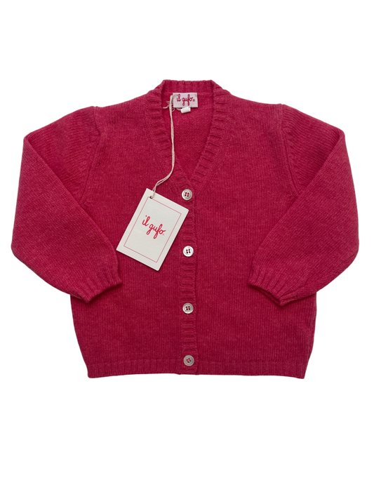 il gufo Sweater - Pink 100% Wool Cardigan Made in Italy | size 18 Months