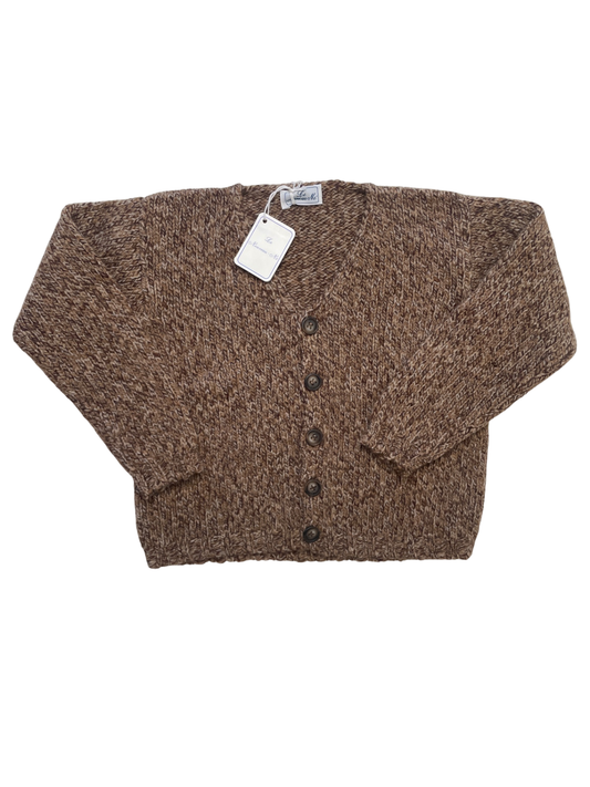 Le Nouveau-Ne Sweater - Brown 100% Wool Cardigan Handmade in Italy | size 3T