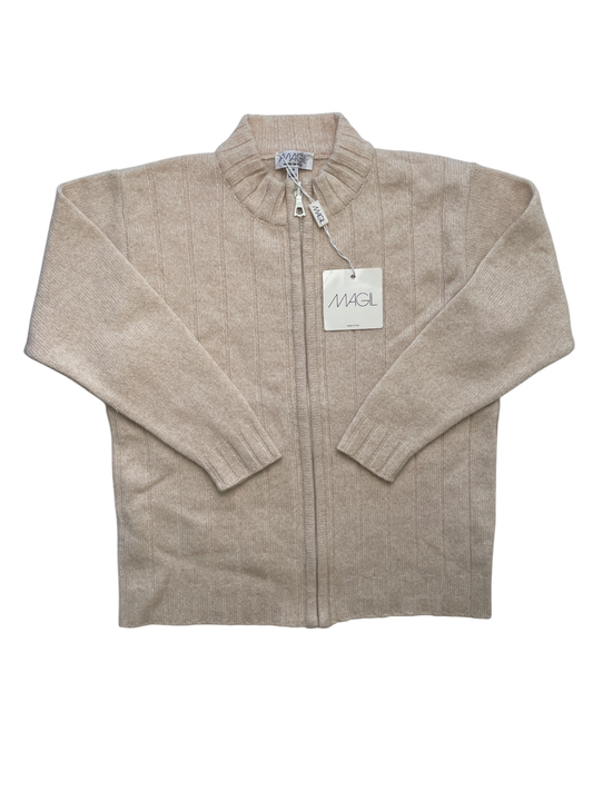 Magil Sweater - Tan Knit Full Zip Made in Italy | size 7