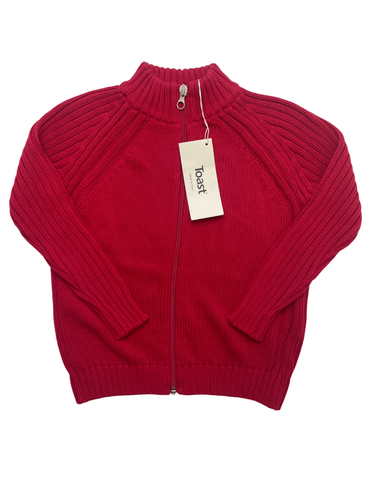 Toast Sweater - Red Knit Full Zip 100% Cotton Made in Italy | size 4T