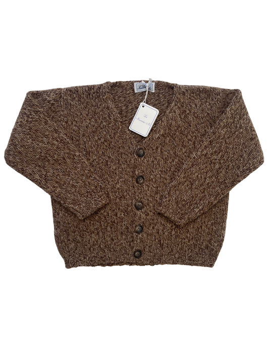 Le Nouveau-Ne Sweater - Brown 100% Wool Cardigan Handmade in Italy | size 4T