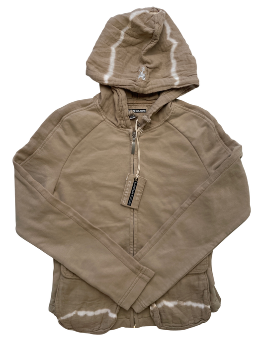European Culture Sweatshirt - Tan Zip Up Hoodie Tie Dye Made in Italy | size 10