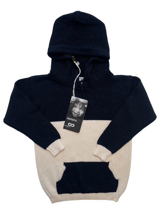 Cashmere Cause Sweater - Navy Blue Knit w/ Pocket + Hood Made in Scotland | size 12 Months
