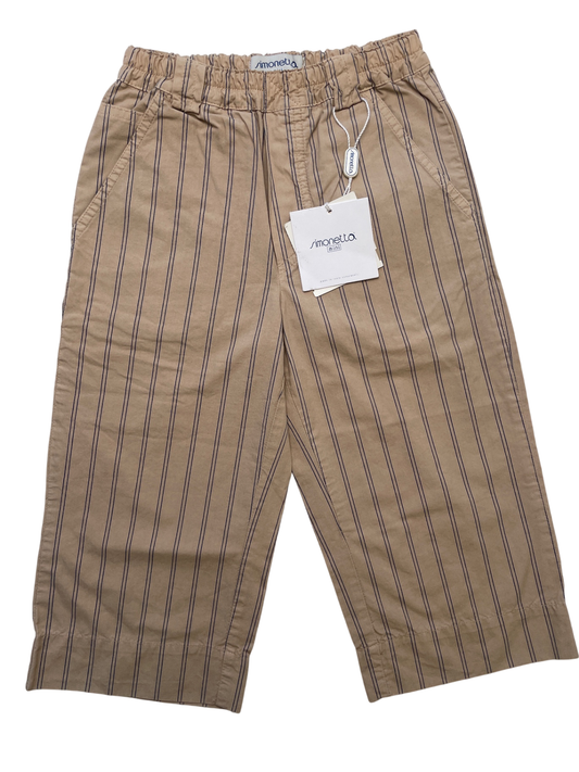 Simonetta Pants - Khaki Pinstripe Khaki 100% Cotton Made in Italy | size 6