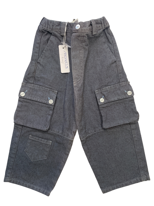 Simonetta Pants - Gray Cargo Jeans 100% Cotton Made in Italy | size 18 Months