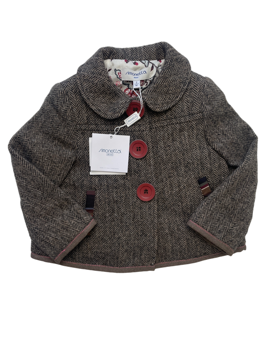 Simonetta Jacket - Brown Herringbone 100% Wool Made in Italy | size 2T