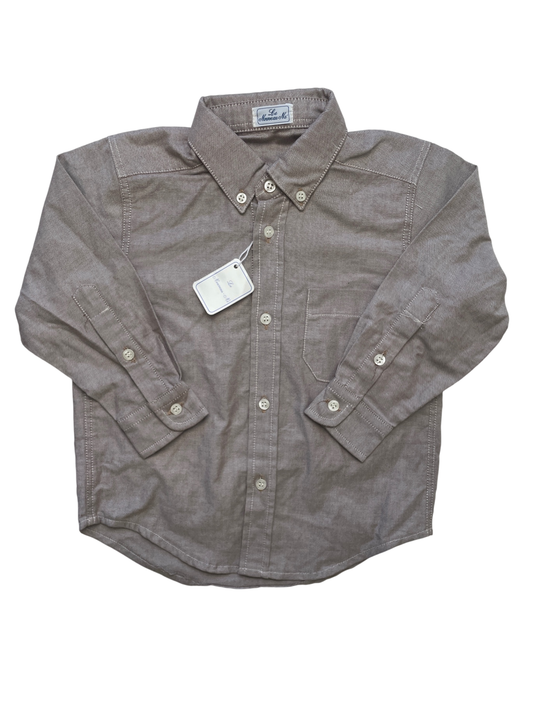 Le Nouveau-Ne Shirt - Brown Button Down 100% Cotton Made in Italy | size 3T