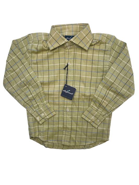 Duepunti Shirt - Green Plaid Button Up 100% Cotton Made in Italy | size 3T
