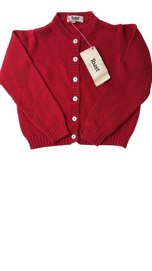 Toast Sweater - Red 100% Cotton Cardigan - Made in Italy | size 4T